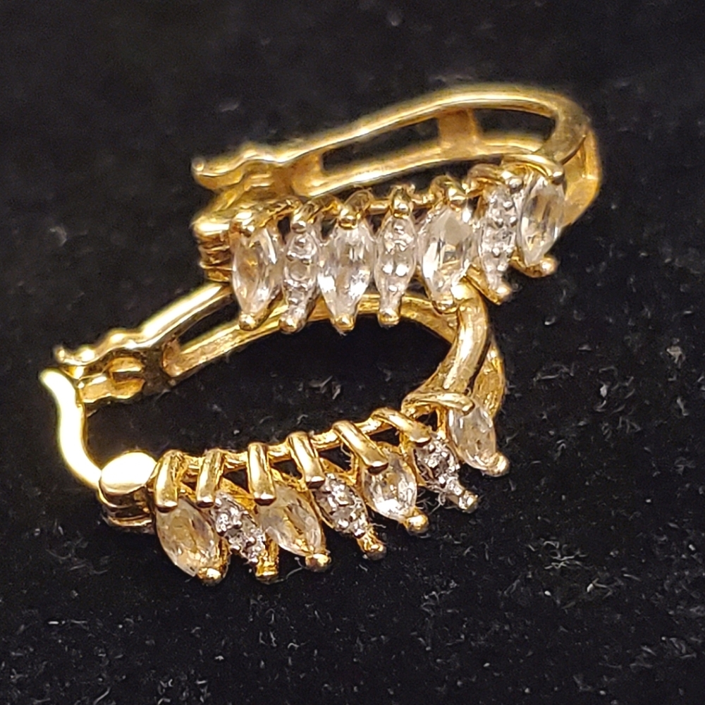 Gold Plated Sterling White Topaz and Diamond Earings